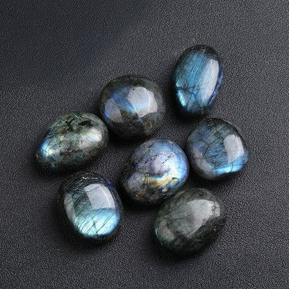 Close-up detail of labradorite blue flash effect