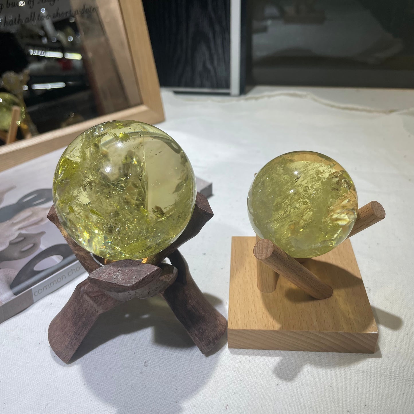 Citrine ice sphere light refraction effects