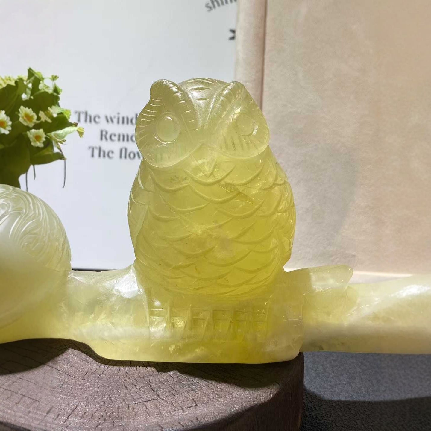 Citrine owl on office desk for business success