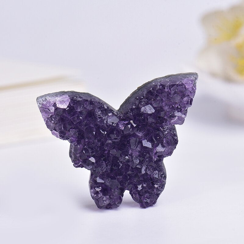 Deep purple amethyst crystals detail