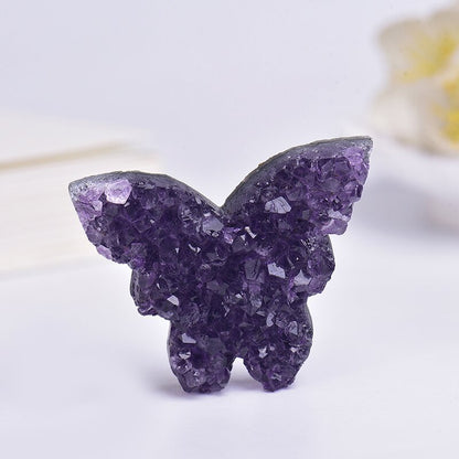 Deep purple amethyst crystals detail