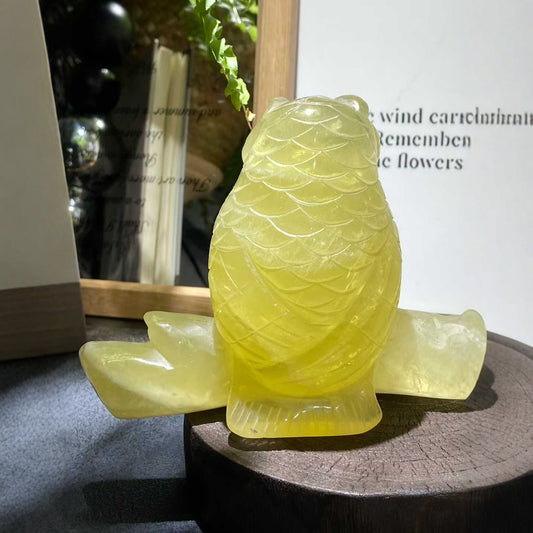 Handcrafted crystal owl sculpture detailed features