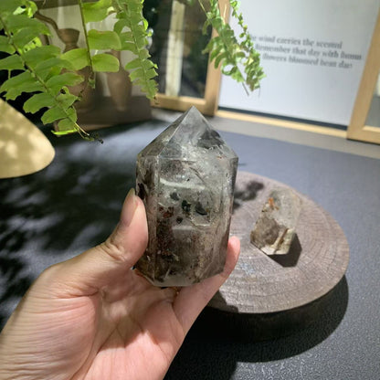 Close up of hexagonal generator crystal with six distinct facets