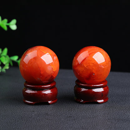 Red agate ball home decor placement examples
