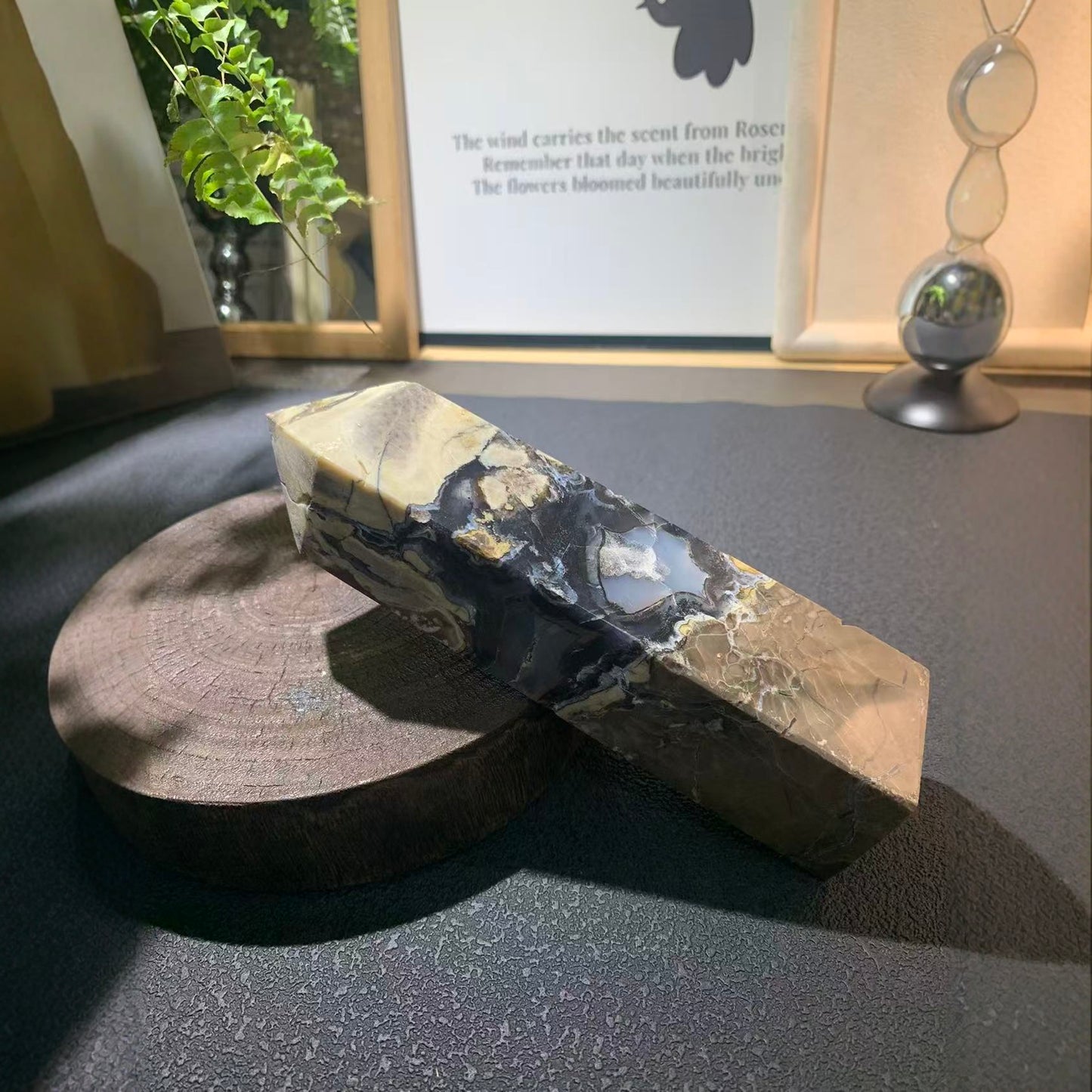 Close up detail of lava stone crystal formation and texture