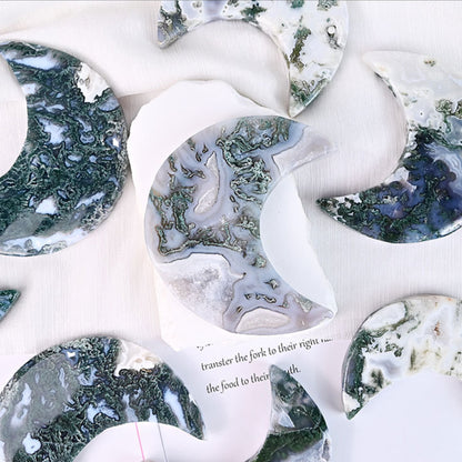 Moon carving in meditation space for lunar energy work