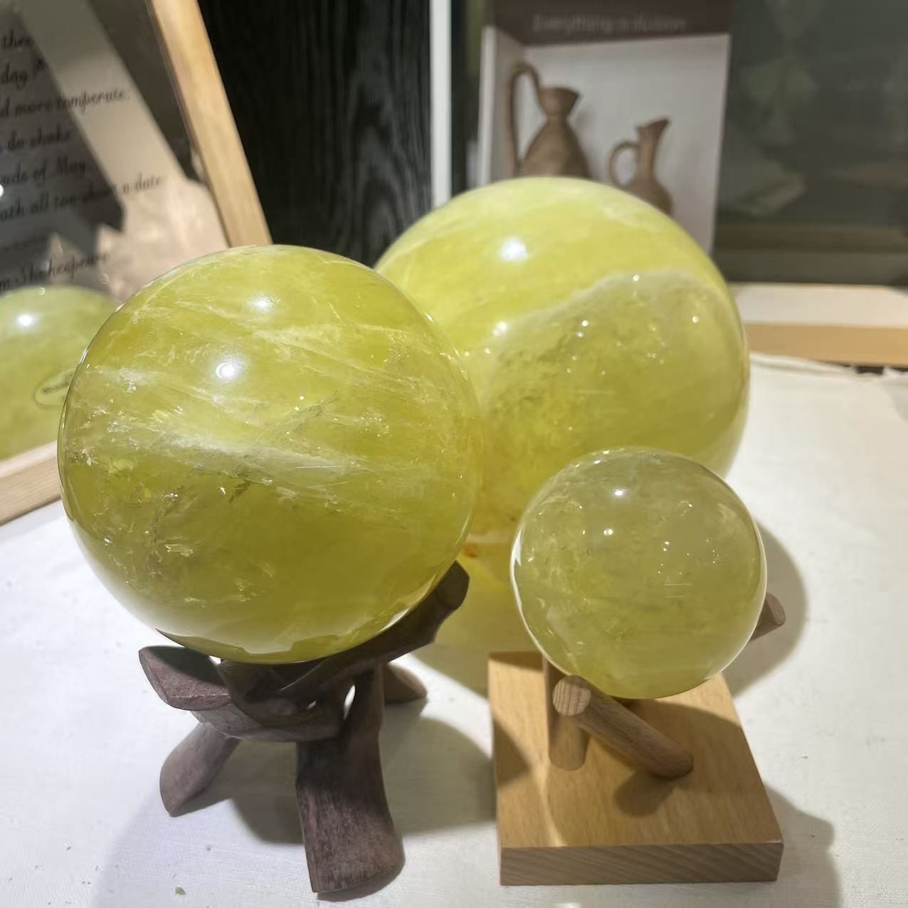 Meditation space centerpiece with citrine sphere