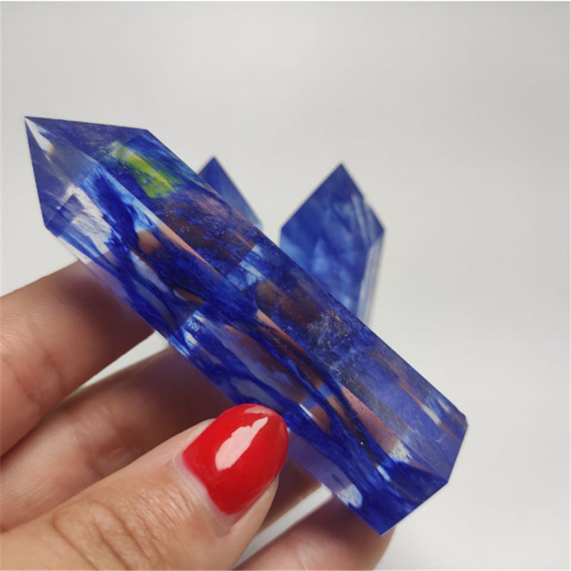 Modern desk decor with celestial blue goldstone