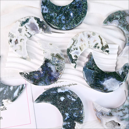 Moonstone and agate combination in moon sculpture