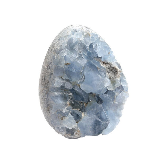 Natural celestite geode with blue crystal clusters for peace and communication