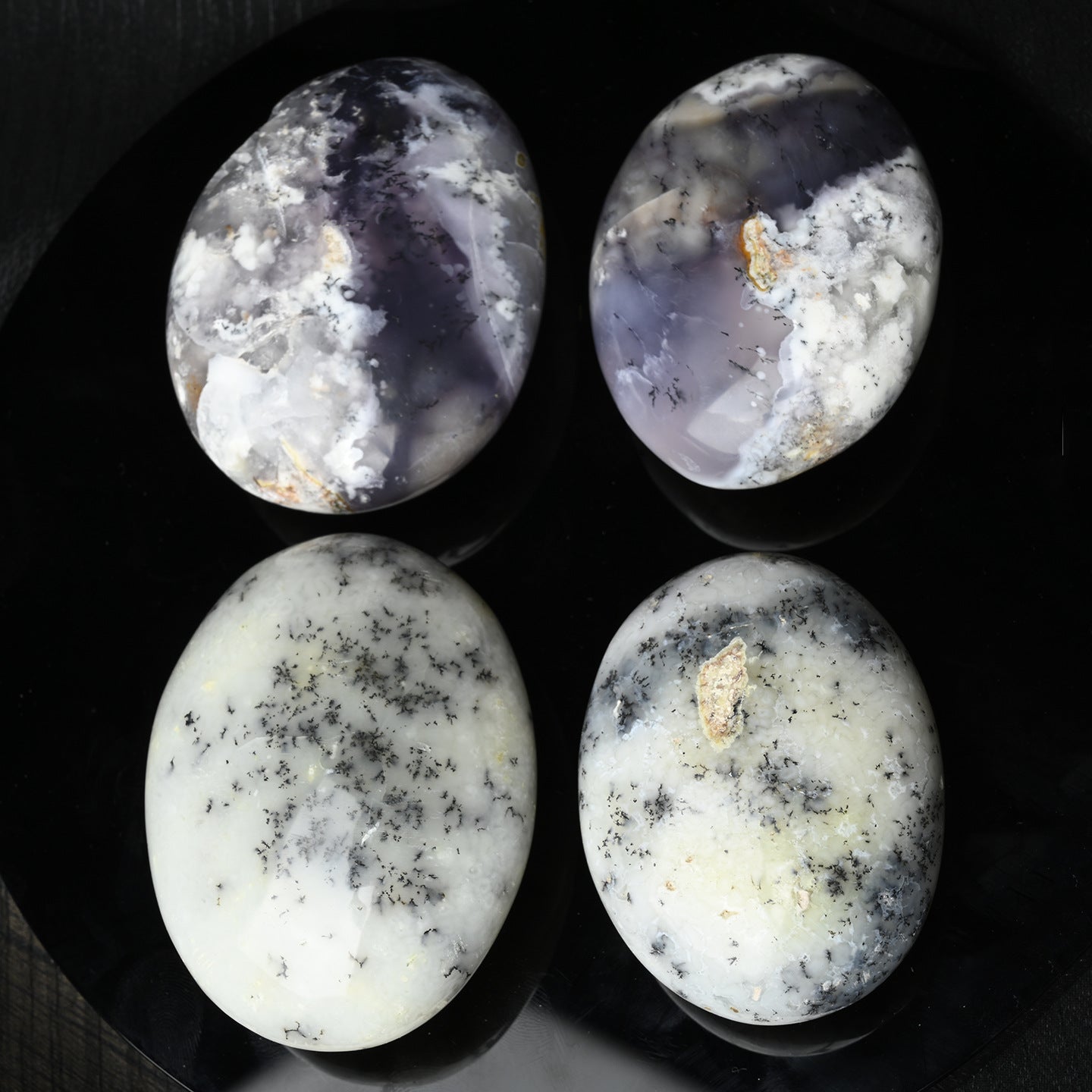 Natural Moss Opal massage stone for hot and cold therapy spa treatments
