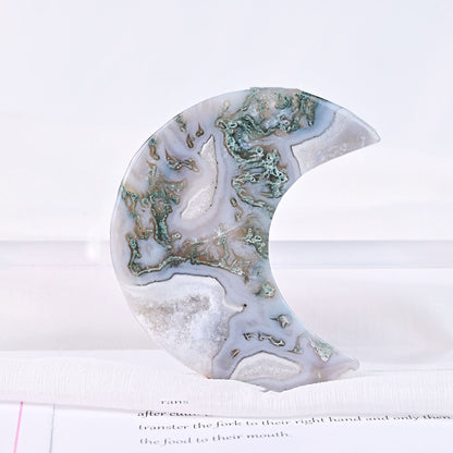  Natural patterns visible in crystal moon carving