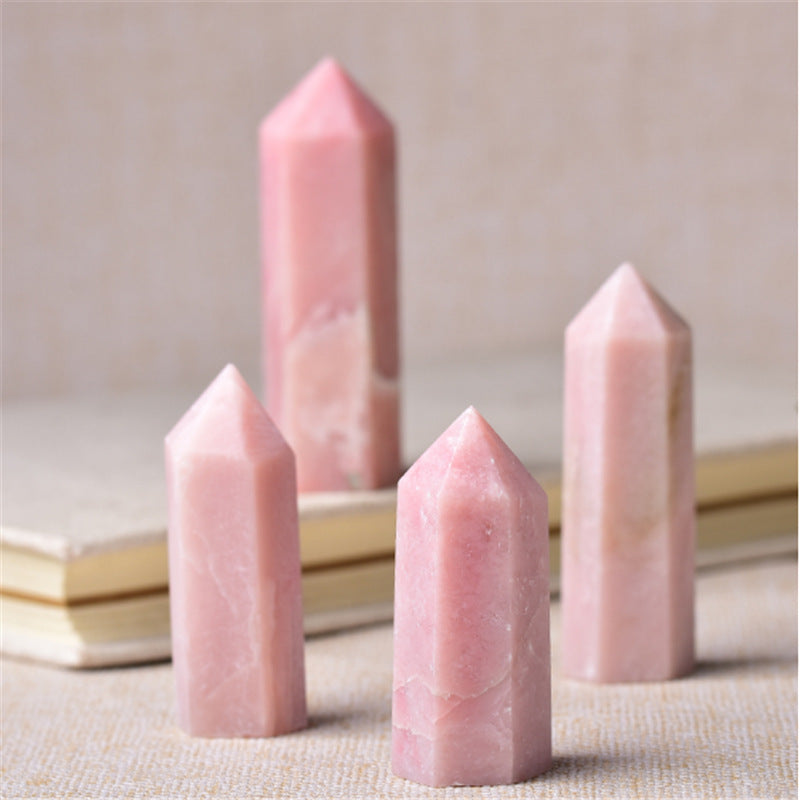  Natural pink opal hexagonal point for love and emotional healing