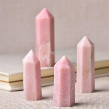  Natural pink opal hexagonal point for love and emotional healing