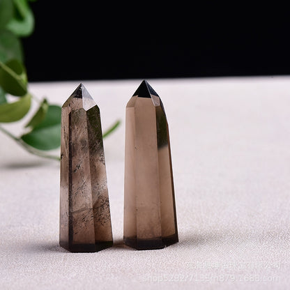 Natural smoky quartz color intensity variations display