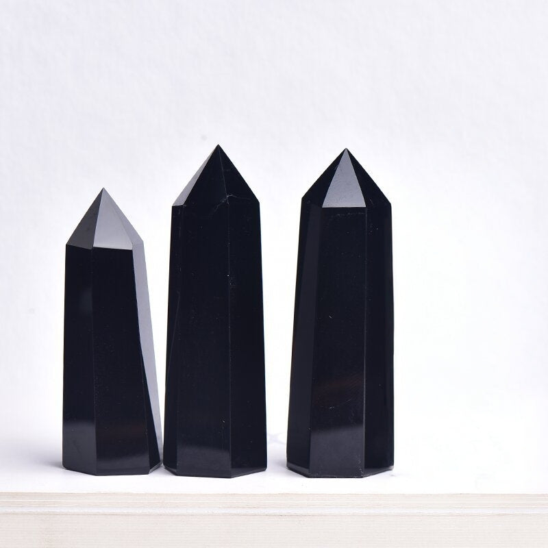 *360-degree view of obsidian hexagonal tower demonstrating precise cutting*