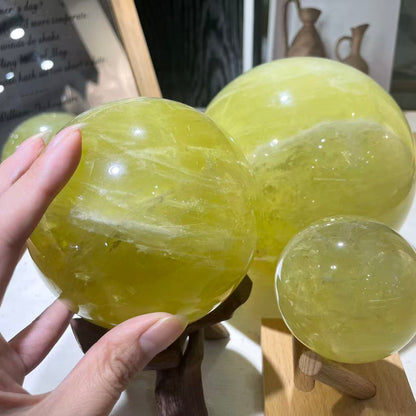 Office desk prosperity with citrine crystal ball