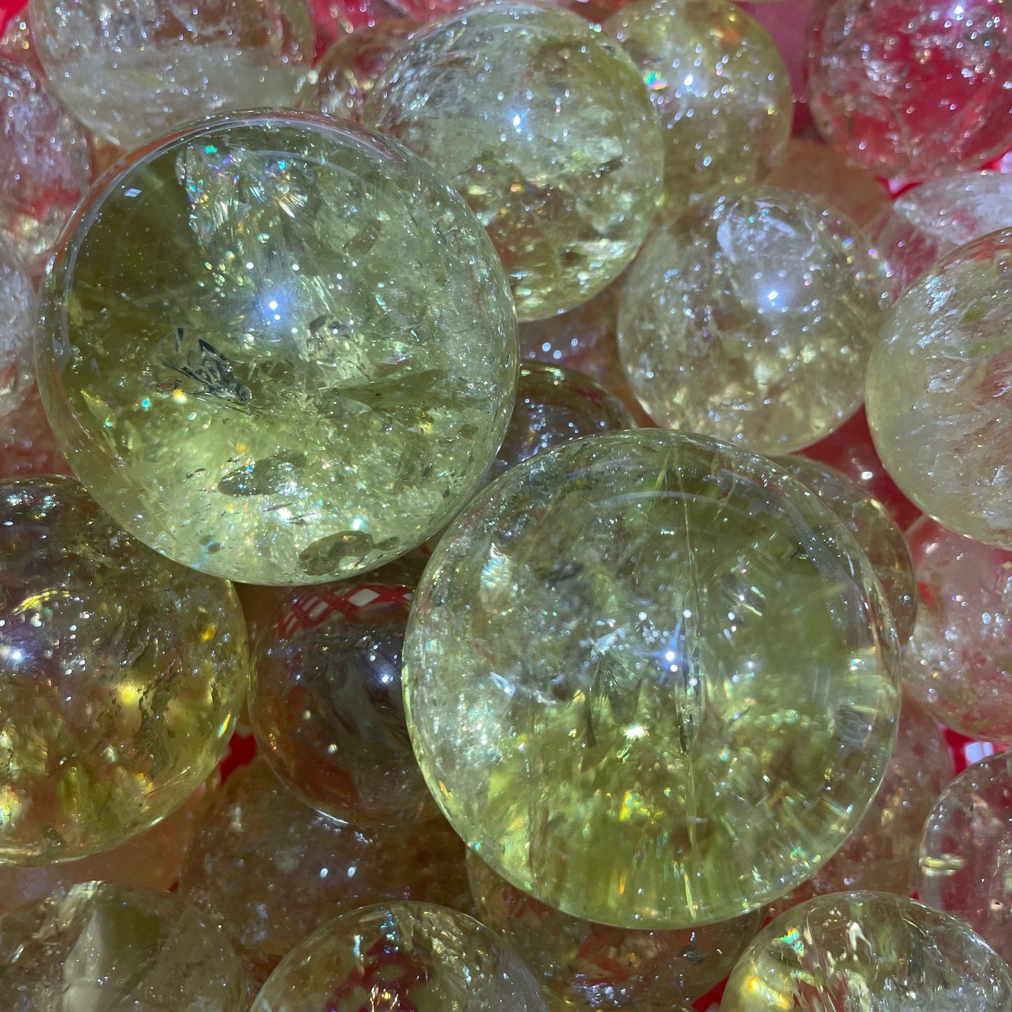 Polished yellow quartz ball with crystal clarity