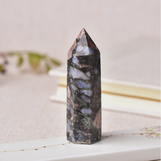 Witness the magical color play of this labradorite hexagonal point as it enhances intuition and provides spiritual protection. Perfect for meditation and energy work