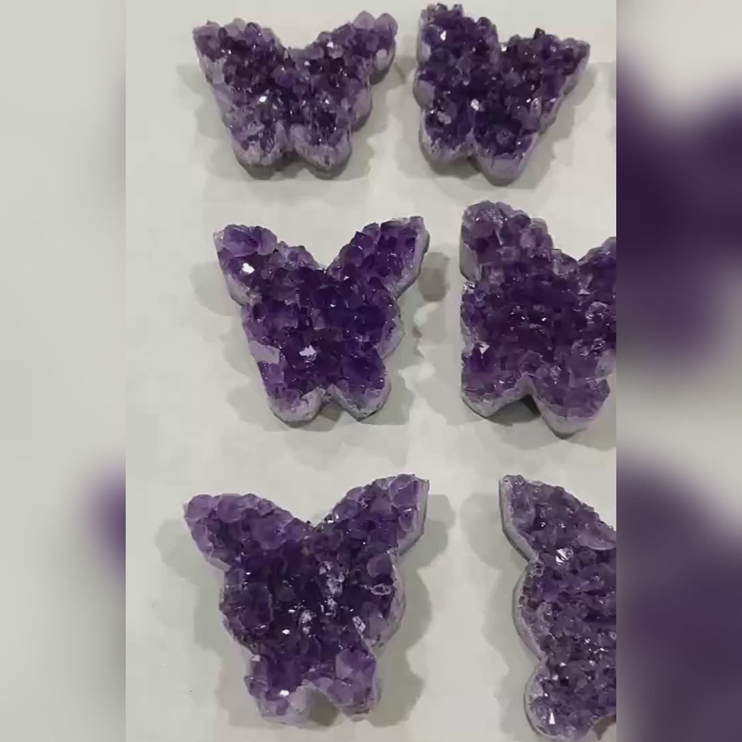 Witness the natural butterfly formation of this Uruguayan amethyst geode as it promotes spiritual transformation and emotional healing. A true natural masterpiece.