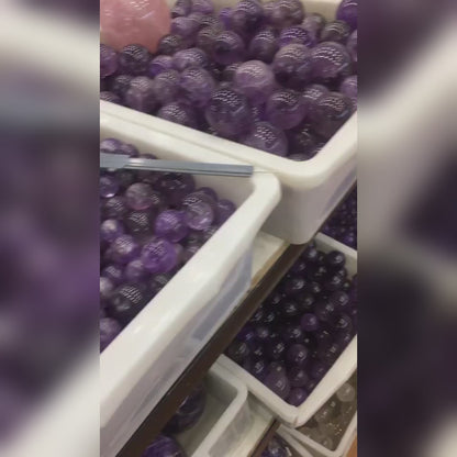 The video shows some crystal balls in the store