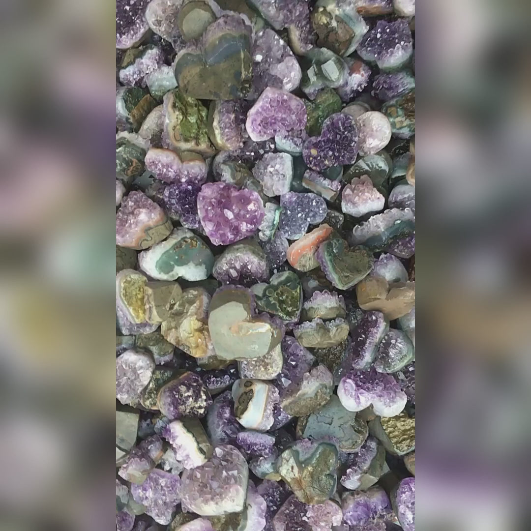 Heart-shaped Amethyst cluster tutorial: meditation, space cleansing, crystal grids, home decor ideas