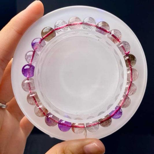 Natural purple rutilated quartz bracelet for spiritual growth and protection