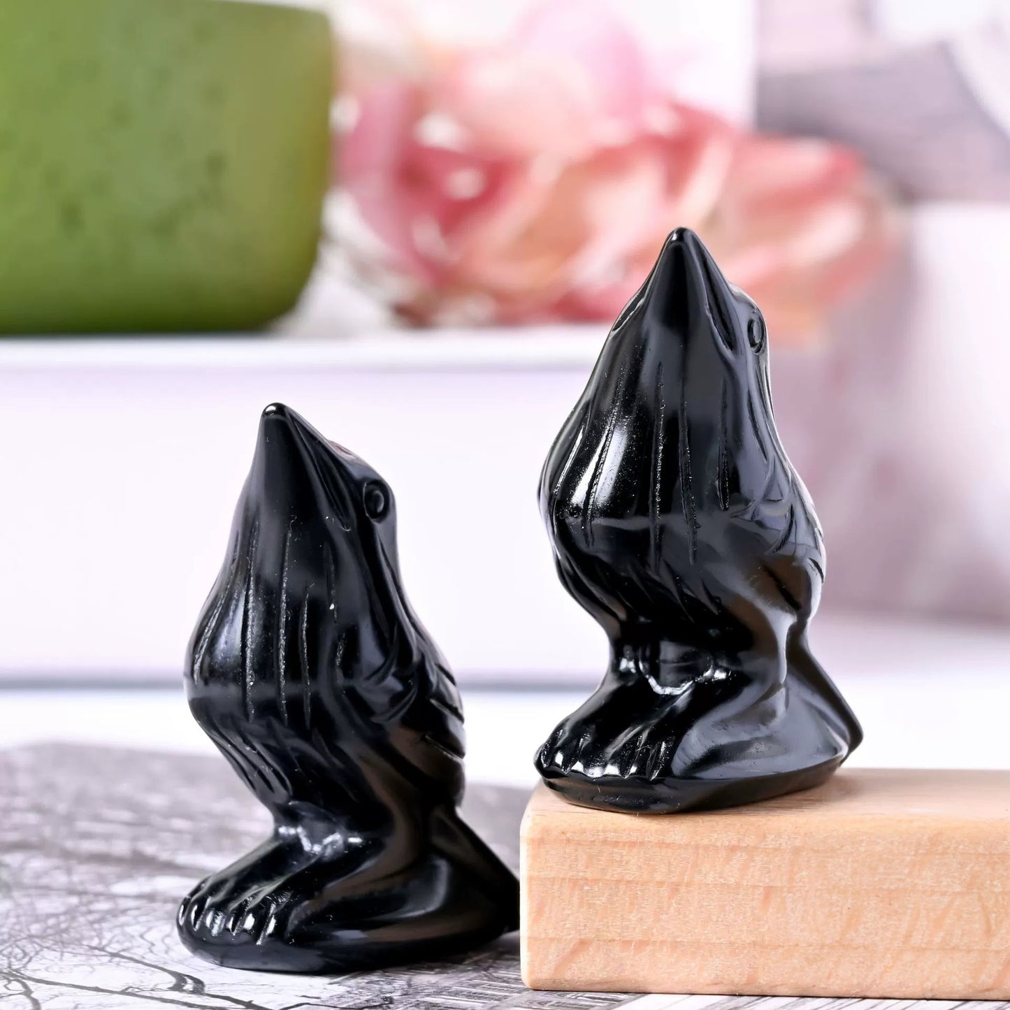 Raven wisdom symbolism in crystal form