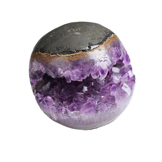 Smiling amethyst geode cluster for wealth and positive energy