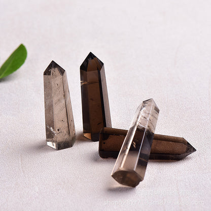 Smoky quartz point sunlight transparency effects