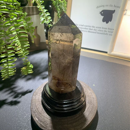 Space clearing ritual with transparent smoky quartz