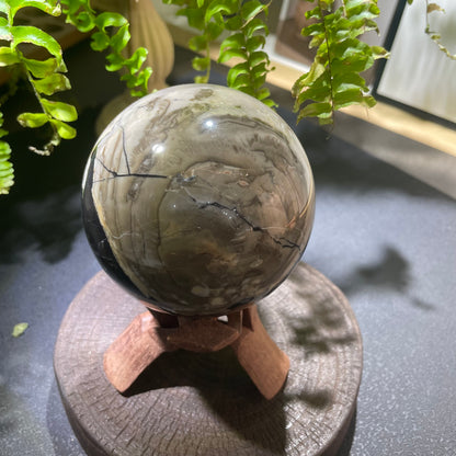 Volcanic agate raw detail showing mineral inclusions