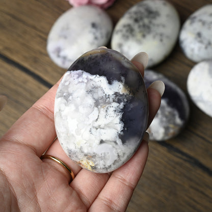 Moss Opal crystal used during yoga and meditation practice